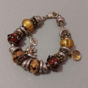 Multicolor Art Glass Slider Beads Elephant Charm Bracelet